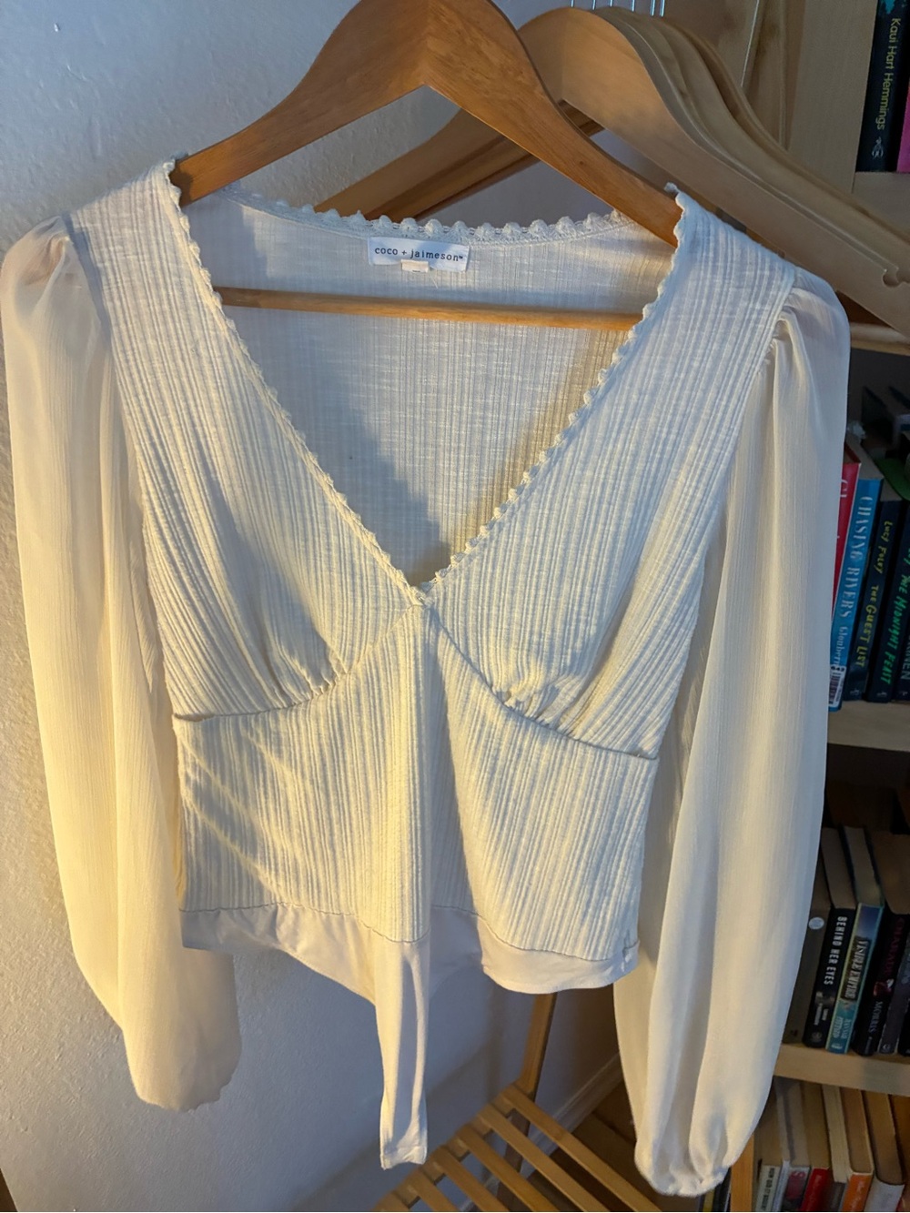 Coco + Jaimeson Cream V-Neck Long Sleeve Bodysuit